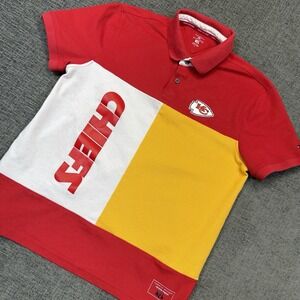 Tommy Hilfiger Kansas City Chiefs Polo Shirt Men's Large Red Yellow Color Block